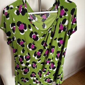 Worthington XL Green and Purple Patterned Blouse-please make an offer!